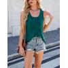 imageYeokou Women Pleated Solid Color Tank Crewneck Ruffled Hem Sleeveless Loose Casual Summer TopTeal