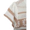 imageYeokou Womens Crochet Sweater Top Short Flutter Sleeve Crew Neck Summer Casual Knit Tank PulloversApricot
