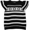 imageYeokou Womens Crochet Sweater Top Short Flutter Sleeve Crew Neck Summer Casual Knit Tank PulloversBlack