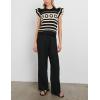 imageYeokou Womens Crochet Sweater Top Short Flutter Sleeve Crew Neck Summer Casual Knit Tank PulloversBlack