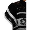 imageYeokou Womens Crochet Sweater Top Short Flutter Sleeve Crew Neck Summer Casual Knit Tank PulloversBlack