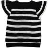 imageYeokou Womens Crochet Sweater Top Short Flutter Sleeve Crew Neck Summer Casual Knit Tank PulloversBlack
