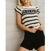 imageYeokou Womens Crochet Sweater Top Short Flutter Sleeve Crew Neck Summer Casual Knit Tank PulloversWhite