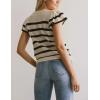 imageYeokou Womens Crochet Sweater Top Short Flutter Sleeve Crew Neck Summer Casual Knit Tank PulloversWhite