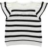 imageYeokou Womens Crochet Sweater Top Short Flutter Sleeve Crew Neck Summer Casual Knit Tank PulloversWhite