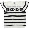 imageYeokou Womens Crochet Sweater Top Short Flutter Sleeve Crew Neck Summer Casual Knit Tank PulloversWhite