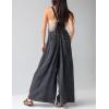 imageYeokou Womens Tie Overall Floral Cotton Jumpsuit Patchwork Pocket Romper Summer Casual OutfitBlack