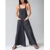 imageYeokou Womens Tie Overall Floral Cotton Jumpsuit Patchwork Pocket Romper Summer Casual OutfitBlack