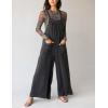 imageYeokou Womens Tie Overall Floral Cotton Jumpsuit Patchwork Pocket Romper Summer Casual OutfitBlack