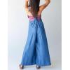 imageYeokou Womens Tie Overall Floral Cotton Jumpsuit Patchwork Pocket Romper Summer Casual OutfitBlue