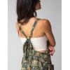 imageYeokou Womens Tie Overall Floral Cotton Jumpsuit Patchwork Pocket Romper Summer Casual OutfitGreen