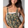 imageYeokou Womens Tie Overall Floral Cotton Jumpsuit Patchwork Pocket Romper Summer Casual OutfitGreen