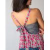 imageYeokou Womens Tie Overall Floral Cotton Jumpsuit Patchwork Pocket Romper Summer Casual OutfitPink
