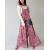 imageYeokou Womens Tie Overall Floral Cotton Jumpsuit Patchwork Pocket Romper Summer Casual OutfitPink