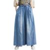 imageYeokou Women Wide Leg Cotton Jeans Elastic Drawstring Hight Waist Denim Pants Baggy Casual Trousers CulottesBlue