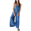 imageYeokou Womens Tie Overall Floral Cotton Jumpsuit Patchwork Pocket Romper Summer Casual OutfitBlue