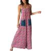 imageYeokou Womens Tie Overall Floral Cotton Jumpsuit Patchwork Pocket Romper Summer Casual OutfitPink