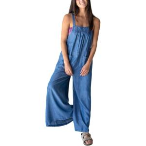 imageYeokou Womens Tie Overall Floral Cotton Jumpsuit Patchwork Pocket Romper Summer Casual OutfitBlue