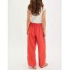 imageYeokou Women Cotton Linen Wide Leg Pants Elastic High Waist Loose Fit Seam Pull On Trousers with PocketsCoralred