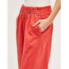 imageYeokou Women Cotton Linen Wide Leg Pants Elastic High Waist Loose Fit Seam Pull On Trousers with PocketsCoralred