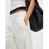 imageYeokou Women Cotton Linen Wide Leg Pants Elastic High Waist Loose Fit Seam Pull On Trousers with PocketsIvory