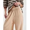imageYeokou Women Cotton Linen Wide Leg Pants Elastic High Waist Loose Fit Seam Pull On Trousers with PocketsLightkhaki