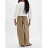 imageYeokou Women Cotton Linen Wide Leg Pants Elastic High Waist Loose Fit Seam Pull On Trousers with PocketsOlivine