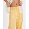 imageYeokou Women Cotton Linen Wide Leg Pants Elastic High Waist Loose Fit Seam Pull On Trousers with PocketsYellow