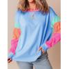 imageYeokou Womens Color Block Long Sleeve TShirt Casual Loose Fit Crewneck Cotton Pullover Spring Sweatshirt TopsBlue