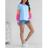 imageYeokou Womens Color Block Long Sleeve TShirt Casual Loose Fit Crewneck Cotton Pullover Spring Sweatshirt TopsBlue