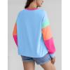 imageYeokou Womens Color Block Long Sleeve TShirt Casual Loose Fit Crewneck Cotton Pullover Spring Sweatshirt TopsBlue