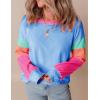 imageYeokou Womens Color Block Long Sleeve TShirt Casual Loose Fit Crewneck Cotton Pullover Spring Sweatshirt TopsBlue