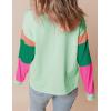 imageYeokou Womens Color Block Long Sleeve TShirt Casual Loose Fit Crewneck Cotton Pullover Spring Sweatshirt TopsGreen