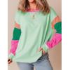 imageYeokou Womens Color Block Long Sleeve TShirt Casual Loose Fit Crewneck Cotton Pullover Spring Sweatshirt TopsGreen