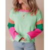 imageYeokou Womens Color Block Long Sleeve TShirt Casual Loose Fit Crewneck Cotton Pullover Spring Sweatshirt TopsGreen