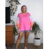 imageYeokou Womens Color Block Long Sleeve TShirt Casual Loose Fit Crewneck Cotton Pullover Spring Sweatshirt TopsPink