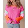 imageYeokou Womens Color Block Long Sleeve TShirt Casual Loose Fit Crewneck Cotton Pullover Spring Sweatshirt TopsPink