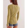 imageYeokou Womens Henley Tunic Shirts Long Sleeve Slim Fit Basics Ribbed Crewneck Button up TopsYellow