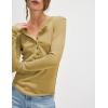 imageYeokou Womens Henley Tunic Shirts Long Sleeve Slim Fit Basics Ribbed Crewneck Button up TopsYellow