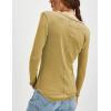 imageYeokou Womens Henley Tunic Shirts Long Sleeve Slim Fit Basics Ribbed Crewneck Button up TopsYellow