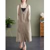 imageYeokou Womens Linen Cotton Dress Sleeveless Summer Casual Tank Midi Dresses with PocketKhaki