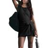 imageYeokou Womens Tennis Dress Sarong Rompers Builtin Shorts Sleeveless Stretchy Golf Athletic Summer Mini DressBlack
