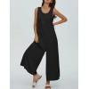 imageYeokou Jumpsuits for Women Casual Summer Sleeveless Wide Leg Overalls Loose Textured Button Front Pocketed Romper One PieceBlack