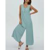 imageYeokou Jumpsuits for Women Casual Summer Sleeveless Wide Leg Overalls Loose Textured Button Front Pocketed Romper One PieceGreen