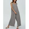 imageYeokou Jumpsuits for Women Casual Summer Sleeveless Wide Leg Overalls Loose Textured Button Front Pocketed Romper One PieceGrey