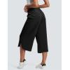 imageYeokou Women Capri Pants Elastic Drawstring High Waisted Loose Side Slit Casual Trousers with PocketsBlack