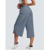 imageYeokou Women Capri Pants Elastic Drawstring High Waisted Loose Side Slit Casual Trousers with PocketsBluegrey