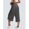imageYeokou Women Capri Pants Elastic Drawstring High Waisted Loose Side Slit Casual Trousers with PocketsGrey