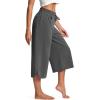 imageYeokou Women Capri Pants Elastic Drawstring High Waisted Loose Side Slit Casual Trousers with PocketsGrey
