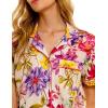 imageYeokou Women Cotton Floral Print Pajamas Button Down Short Sleeve Shirt Sleepwear Pj Shorts Set 2 Piece Lounge SetsFlower1